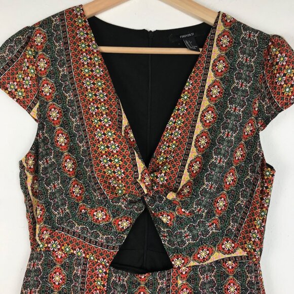 Forever 21 Floral Front Tie Boho Maxi Dress  Size Large - Picture 3 of 13